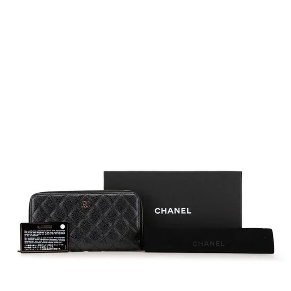 CHANEL Black Caviar Leather Logo Wallet - Picture 13 of 14